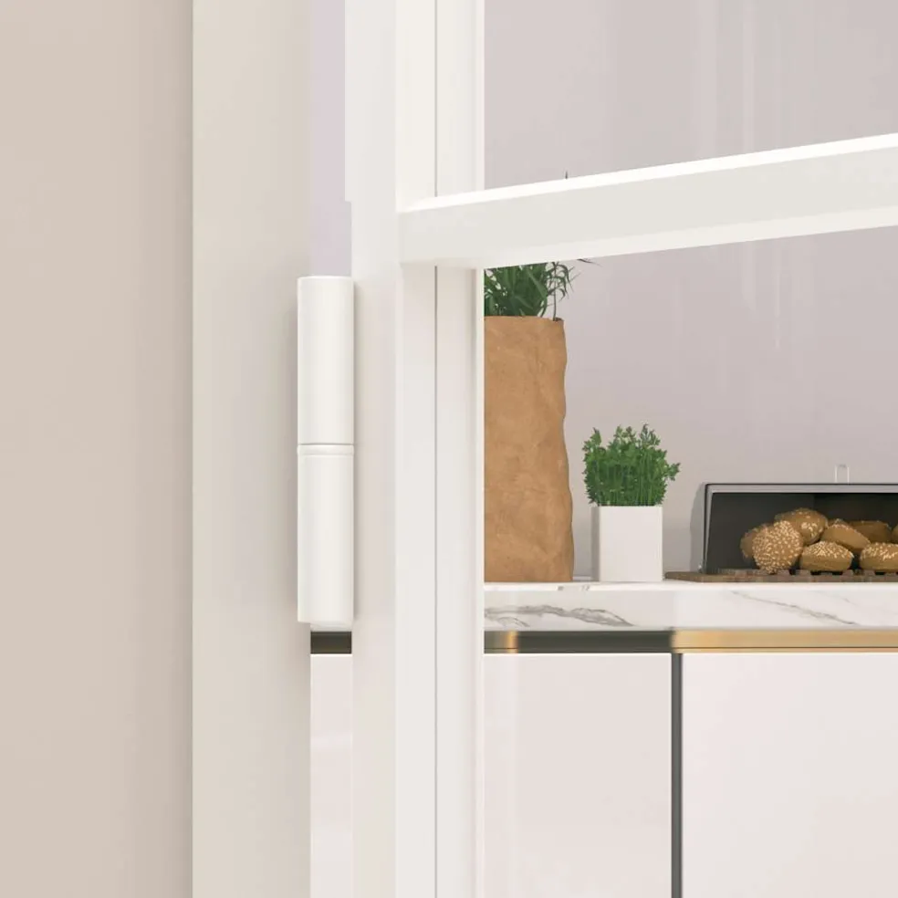 vidaXL Binnendeur 76x201,5 cm gehard glas en aluminium smal wit