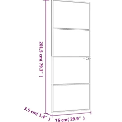 vidaXL Binnendeur 76x201,5 cm gehard glas en aluminium smal wit