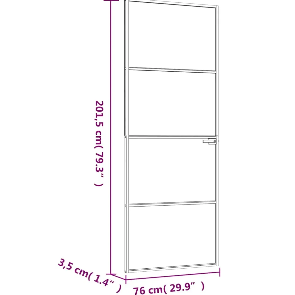 vidaXL Binnendeur 76x201,5 cm gehard glas en aluminium smal wit