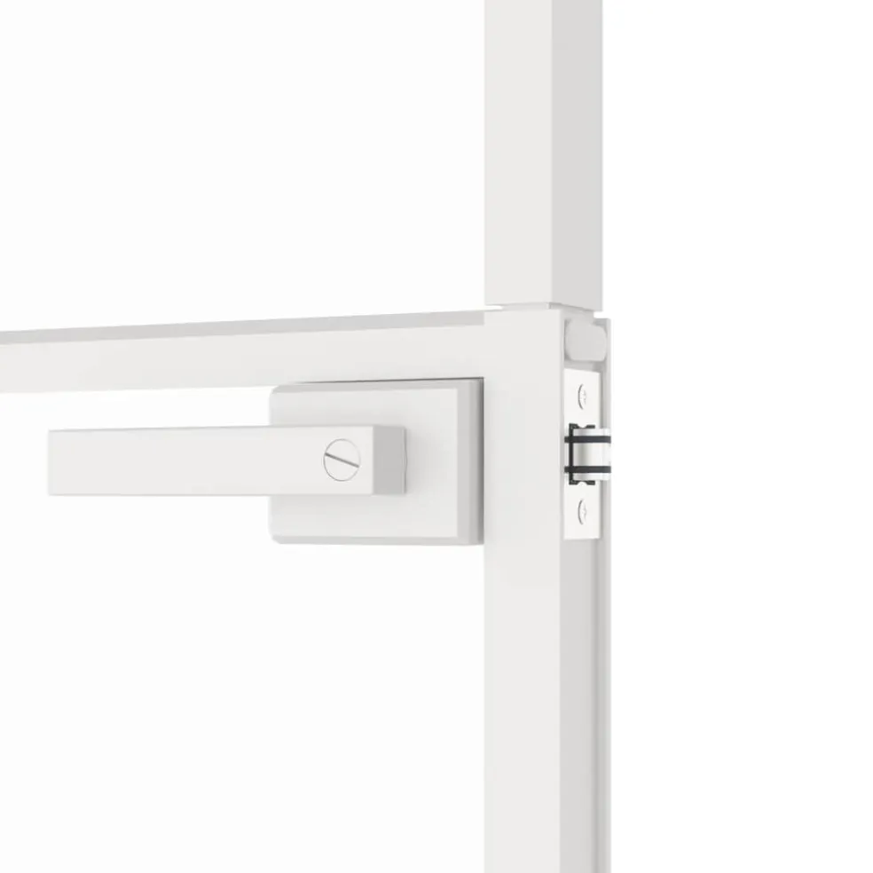 vidaXL Binnendeur 76x201,5 cm gehard glas en aluminium smal wit