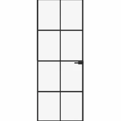 vidaXL Binnendeur 76x201,5 cm gehard glas en aluminium smal zwart
