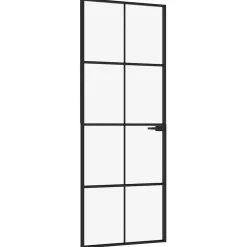 vidaXL Binnendeur 76x201,5 cm gehard glas en aluminium smal zwart