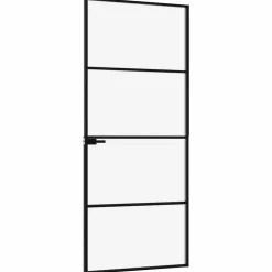vidaXL Binnendeur 76x201,5 cm gehard glas en aluminium smal zwart