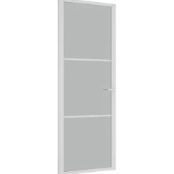 vidaXL Binnendeur 76x201,5 cm matglas en aluminium wit