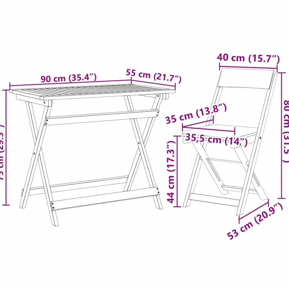 vidaXL Bistroset 5 st Olie naturel Massief Acaciahout