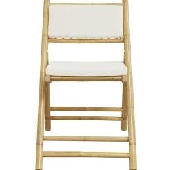 vidaXL Bistrostoelen 2 st inklapbaar met kussens bamboe crèmewit