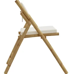 vidaXL Bistrostoelen 2 st inklapbaar met kussens bamboe crèmewit