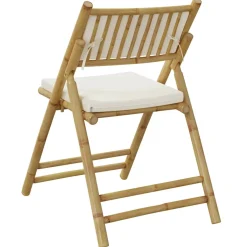vidaXL Bistrostoelen 2 st inklapbaar met kussens bamboe crèmewit