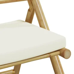 vidaXL Bistrostoelen 2 st inklapbaar met kussens bamboe crèmewit
