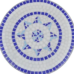 vidaXL Bistrotafel 60 cm mozaïek blauw en wit