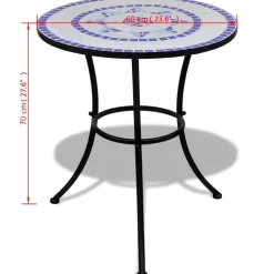 vidaXL Bistrotafel 60 cm mozaïek blauw en wit