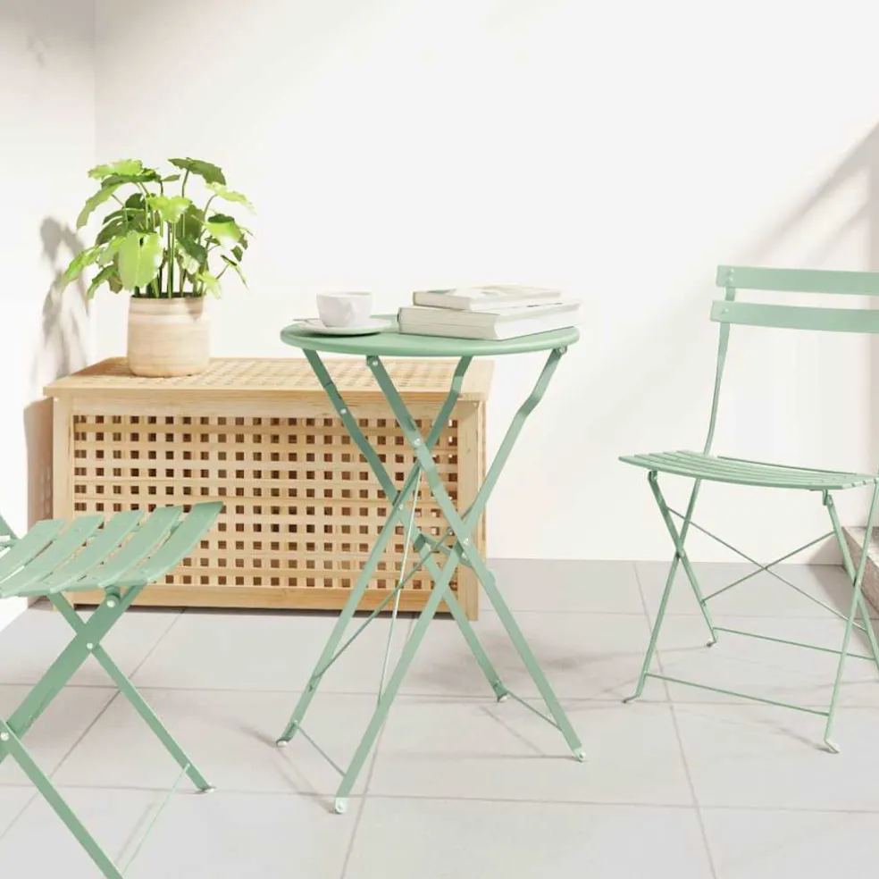 vidaXL Bistrotafel Licht muntgroen Ø 50 x 71 cm Poedercoating staal