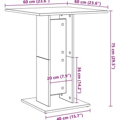 vidaXL Bistrotafel 60x60x75 cm bewerkt hout wit