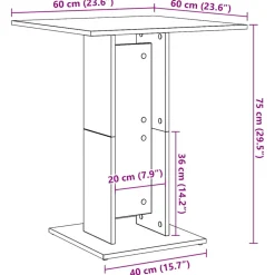 vidaXL Bistrotafel Zwart Eiken 60x60x75 cm Bewerkt Hout