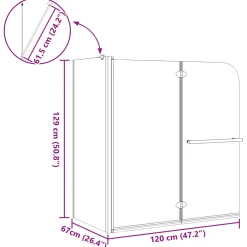 vidaXL Bi-Vouw Douche Omheining Donker Transparant 120 x 67 x 129 cm