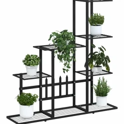 vidaXL Bloemenstandaard 94,5x25x88 cm metaal zwart