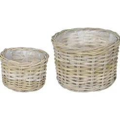 vidaXL Bloempot Mand GENDT 2 st Natuurlijk grijs Kubu Rattan