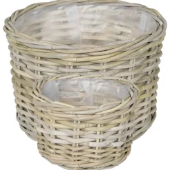 vidaXL Bloempot Mand GENDT 2 st Natuurlijk grijs Kubu Rattan