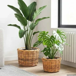 vidaXL Bloempot Mand GENDT 2 st Natuurlijk Bruin Kubu Rattan