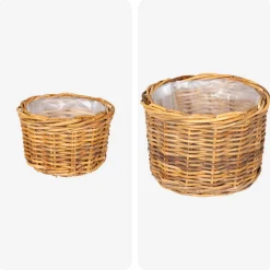 vidaXL Bloempot Mand GENDT 2 st Natuurlijk Bruin Kubu Rattan