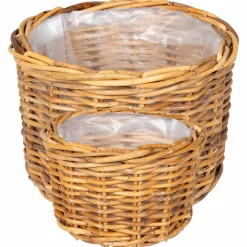 vidaXL Bloempot Mand GENDT 2 st Natuurlijk Bruin Kubu Rattan