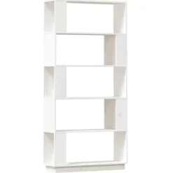 vidaXL Boekenkast/kamerscherm 80x25x163,5 cm massief grenenhout wit