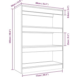 vidaXL Boekenkast/kamerscherm 80x30x103 cm bewerkt hout betongrijs