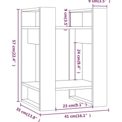 vidaXL Boekenkast/kamerscherm 41x35x57 cm massief grenenhout grijs