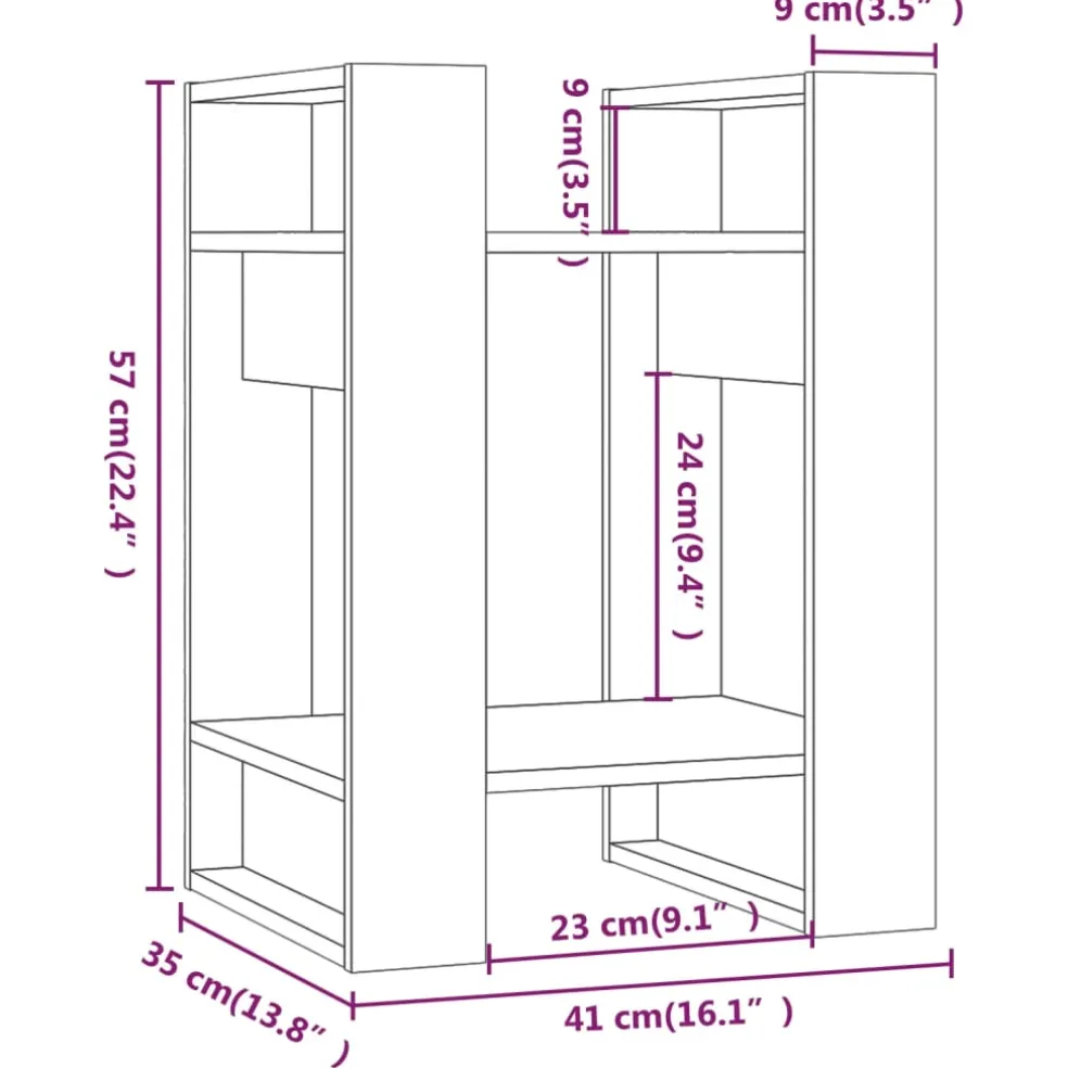 vidaXL Boekenkast/kamerscherm 41x35x57 cm massief grenenhout grijs