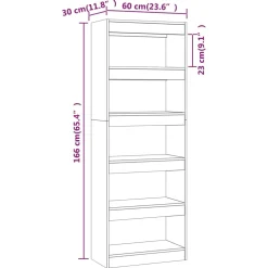 vidaXL Boekenkast/kamerscherm 60x30x166 cm bewerkt hout sonoma eiken