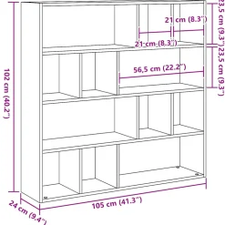 vidaXL Boekenkast/kamerverdeler zwart eiken 105x24x102 cm