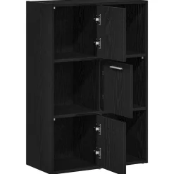 vidaXL Boekenkast/kamerverdeler zwart eiken 60,5x30x90cm bewerkt hout