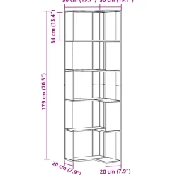 vidaXL Boekenkast 5-laags hoek 50x50x179 cm hout artisanaal eikenkleur