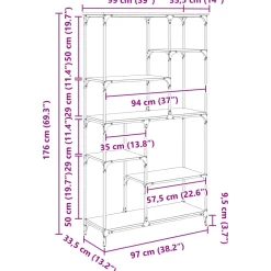 vidaXL Boekenkast 5-laags 99 x 35,5 x 176 cm Bewerkt hout Oud hout