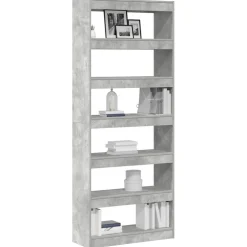 vidaXL Boekenkast 6-laags 80 x 30 x 198 cm Bewerkt hout Beton Grijs