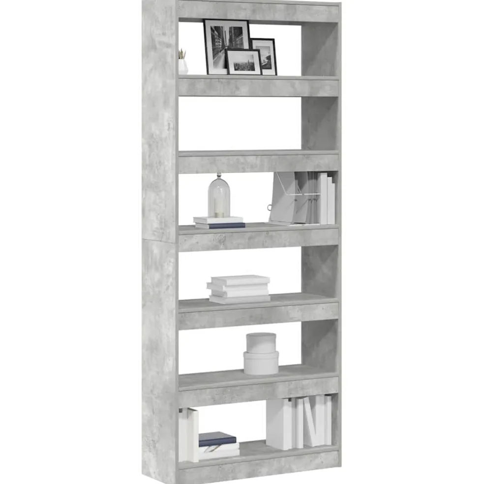 vidaXL Boekenkast 6-laags 80 x 30 x 198 cm Bewerkt hout Beton Grijs