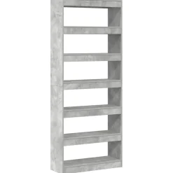 vidaXL Boekenkast 6-laags 80 x 30 x 198 cm Bewerkt hout Beton Grijs