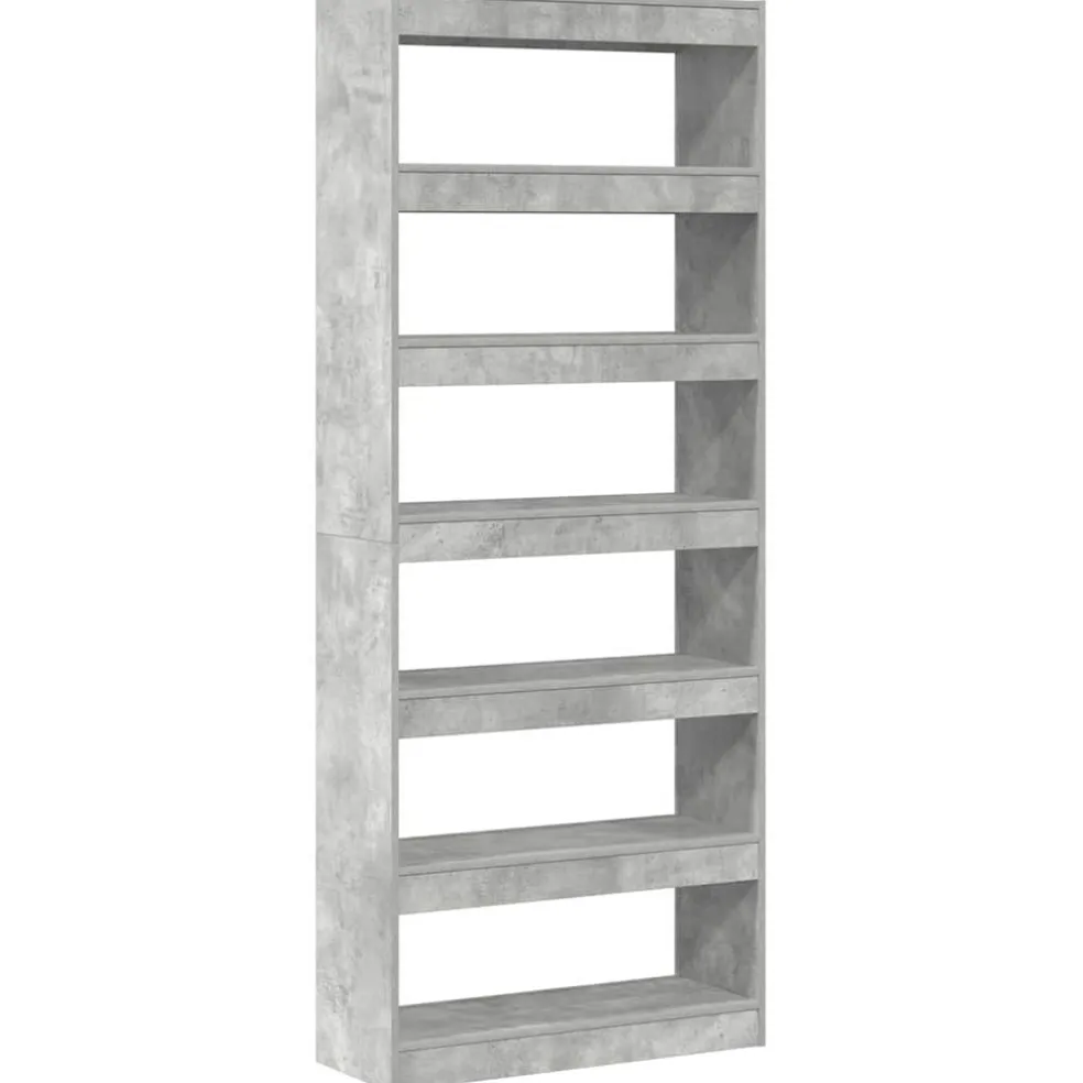 vidaXL Boekenkast 6-laags 80 x 30 x 198 cm Bewerkt hout Beton Grijs