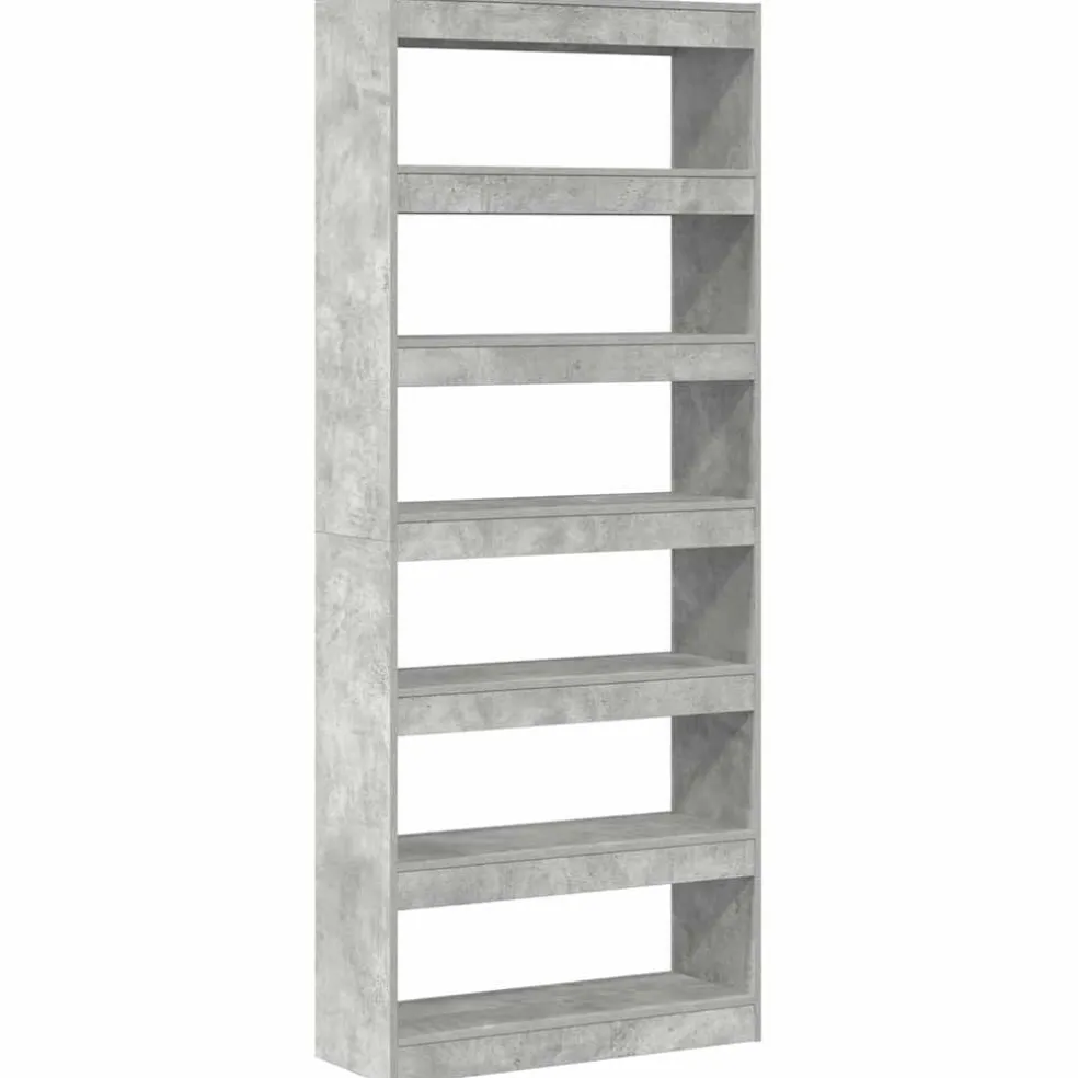 vidaXL Boekenkast 6-laags 80 x 30 x 198 cm Bewerkt hout Beton Grijs