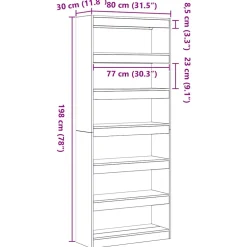 vidaXL Boekenkast 6-laags 80 x 30 x 198 cm Bewerkt hout Beton Grijs