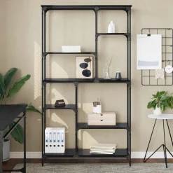 vidaXL Boekenkast 5-laags 99 x 35,5 x 176 cm Bewerkt hout Zwart eiken