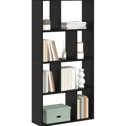 vidaXL Boekenkast 8-laags 60 x 20 x 120,5 cm Bewerkt hout Zwart Eiken
