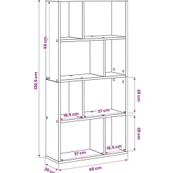 vidaXL Boekenkast 8-laags 60 x 20 x 120,5 cm Bewerkt hout Zwart Eiken