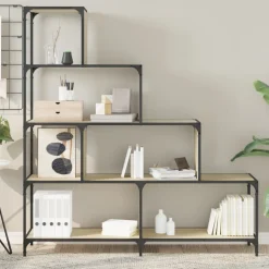 vidaXL Boekenkast 4-laags 139x33,5x149 cm bewerkt hout sonoma eiken