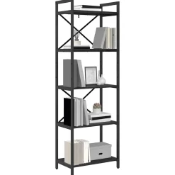 vidaXL Boekenkast 5-laags 56 x 34 x 171 cm Bewerkt hout Zwart Eiken