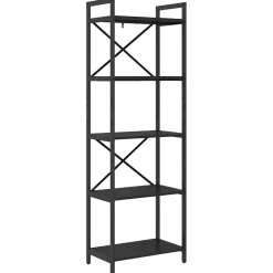 vidaXL Boekenkast 5-laags 56 x 34 x 171 cm Bewerkt hout Zwart Eiken