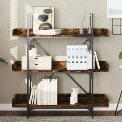 vidaXL Boekenkast 3-laags 100x33x108,5 cm bewerkt hout gerookt eiken