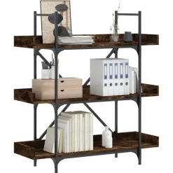 vidaXL Boekenkast 3-laags 100x33x108,5 cm bewerkt hout gerookt eiken