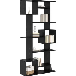 vidaXL Boekenkast 9-laags 92 x 29 x 188 cm Bewerkt hout Zwart Eiken