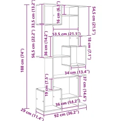 vidaXL Boekenkast 3-laags 30 x 30 x 111 cm Bewerkt hout